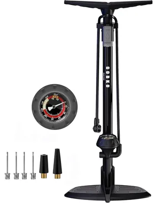 Productafbeelding van Fietspomp met manometer voor Presta- en Schraderventielen, 160 PSI / 11 Bar, zwart