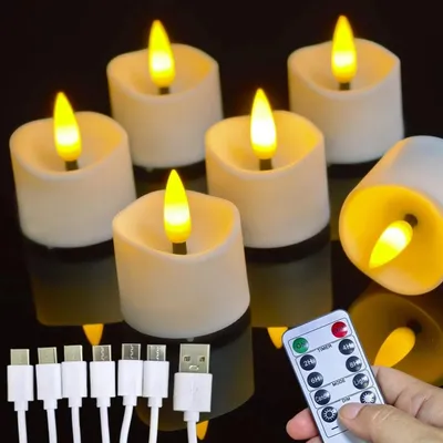 Produktbild von Wiederaufladbare LED Teelichter,Flammenlose Teelichter,Elektrische LED Kerzen DE