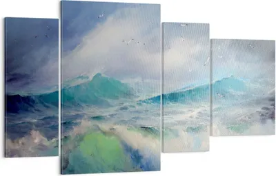 Produktbild von Bild auf Leinwand - Leinwandbild - Meer Welle Möwe - 120x70cm - Wand Bild - Wanddeko - Wandbilder - Leinwanddruck - Bilder - Kunstdruck - Wanddekoration - Leinwand bilder - Wandkunst - DL120x70-3783