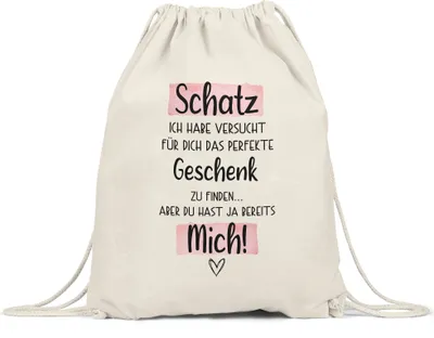 Produktbild von Schatz Geschenk Turnbeutel Gymsack  Mit Spruch Ehefrau Freundin Partnerin Humor Sarkasmus Geschenkidee
