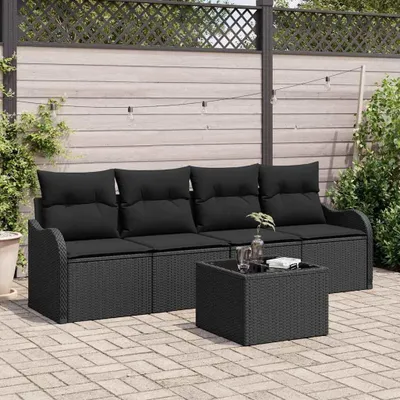 Image de Maison Exclusive - Ensemble de canapé de jardin Noir polyrotin
