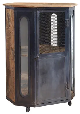 Produktbild von MASSIVMOEBEL24.DE Vitrine Mango 76x60x120 natur lackiert RAILWAY #130