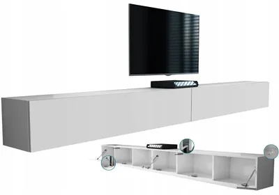 Produktbild von Hängende moderne RTV-Schränke für Fernseher, matt weiß, einfach, 320cm