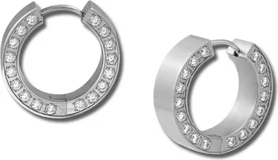 Immagine prodotto di Amello orecchini da donna in acciaio inossidabile con zirconi a cerchio argento bianco D2ESOS12W