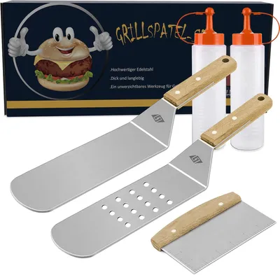 Produktbild von Grillbesteck-Set Plancha-Spatel, Grillspatel-Set und Edelstahl-Zubehör, Geschenke für Männer