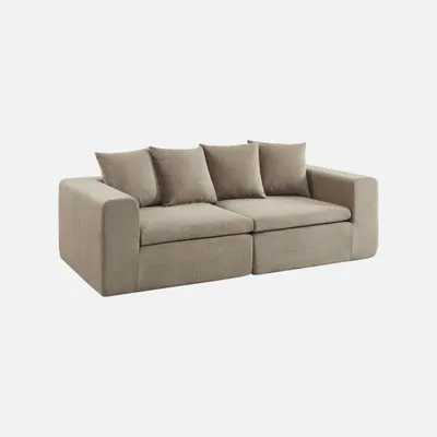 Produktbild von sweeek - Modulares 3-Sitzer Sofa mit Chenille-Bezug - Dunkelbeige