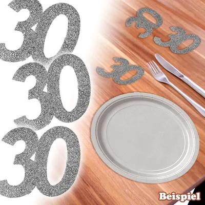 Produktbild von 6 Glitter-Konfetti 30 silber