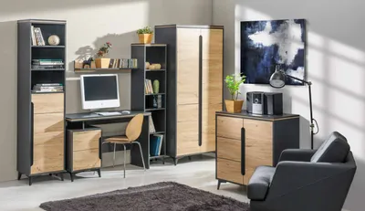 Productafbeelding van Modern kantoorinrichting, complete set: bureau, kast, 6-delig