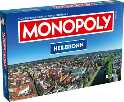 The image shows the front of a Monopoly board game box for the city of Heilbronn.