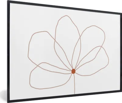 Produktbild von MuchoWow® Gerahmtes Poster Blume - Strichzeichnung - Natur 90x60 cm - Poster mit Schwarzem Bilderrahmen Wandposter Rahmen Foto Bilder - Fotorahmen - Foto-Plakat