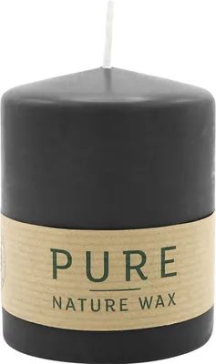 Produktbild von 100% PURE, NATURAL WAX, Stumpenkerze, Schwarz, WENZEL, 90/70 mm, Brenndauer ca. 38h, 100% plastikfrei
