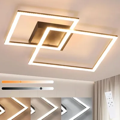 Obrázok produktu pre ZMH LED stropné svetlo obývacia izba 54W čierna Stmievateľné moderné svietidlo do spálne s diaľkovým ovládaním