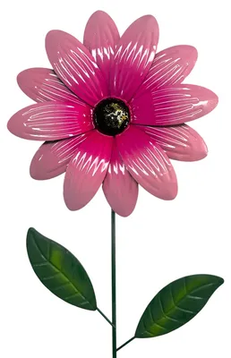 Produktbild von Gartenstecker Blume 90cm | Gartendekoration Blumenstecker Pink