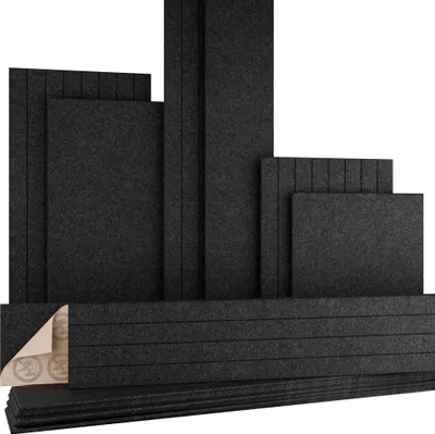 Produktbild von AKUSTIKO Akustikpaneele Selbstklebend 240x30cm - 8 Stück Anthrazit Akustik Wandpaneele Brandschutzklasse B-s1-d0 Panels Filz 9mm Hexim Decken- & Wandverkleidung Raumdetail Akustik (5.76m²)