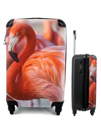 Produktbild von MuchoWow® Koffer Handgepäck Trolley Rollkoffer Kleine Reisekoffer mit 4 Rollen - Flamingo - Vogel - Tiere - Rosa - Cabin Size < 55x40x23 cm & 55x40x20 cm - Fotokoffer - Kabinenkoffer - Boardgepäck - Reise-Box - Reisekoffer - Reisegepäck - Koffer mit Bild - Trolley für Kinder