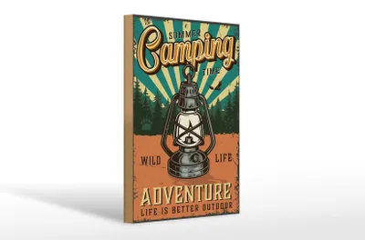 Produktbild von Holzschild Retro 20x30cm Summer Camping Time Adventure