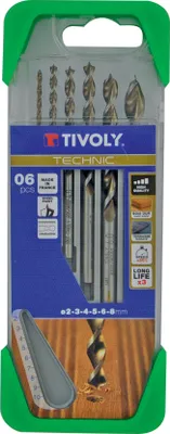 Image de Lot de 5 forets technic bois, Diam.3 à 8 mm TIVOLY 10863970016
