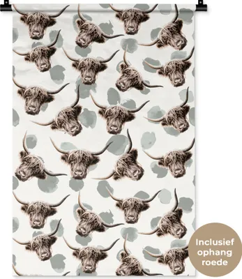 Produktbild von MuchoWow® Wandteppich Wandbehang Schottische Hochlandrind - Tiere - Kühe 60x90 cm Tapisserie Dekoration Wandtuch - Foto-Teppich - Abwaschbar