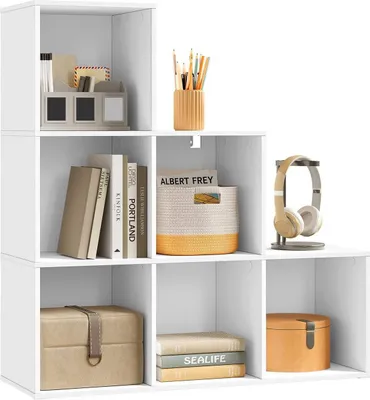 Immagine prodotto di Libreria a 6 scomparti | Bianco | 90,5 x 30 x 90,5 cm