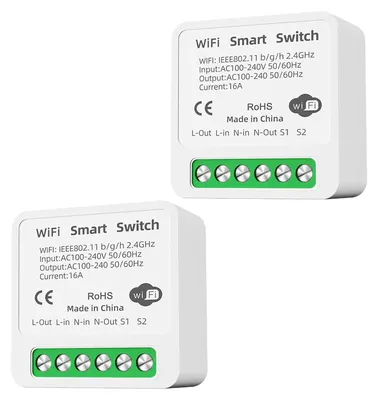 Produktbild von Gerui 2 X Smart Light Switch, Home Wlan Bluetooth Wireless Fernbedienung, DIY passt hinter dem Wandschalter kompatibel Google Home, Alexa Echo, Life/T