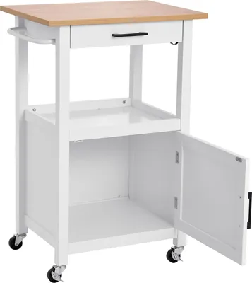 Immagine prodotto di SucceBuy Carrello da cucina a isola mobile con armadio e anta in bianco