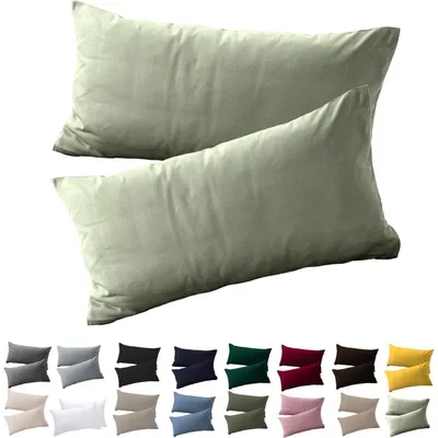 Produktbild von Kissenbezug 40x80 cm Salbeigrün 2er Set Mikrofaser bügelfrei mit Reißverschluss