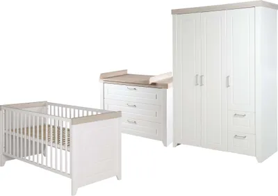 Produktbild von roba SET 'Felicia', Luna Elm / weiß inkl. Kombi-Bett 70x140 cm, Wickelkommode und 3-türigem Schrank