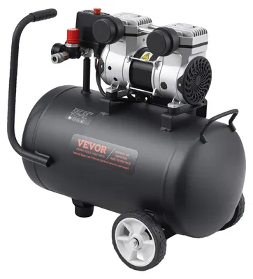Immagine prodotto di Compressore d'aria VEVOR, serbatoio in acciaio da 8 galloni, 1 HP, 2,2 CFM a 90 PSI, compressore d'aria senza olio e pressione massima di 120 PSI, compressore portatile ultrasilenzioso da 80 dB,