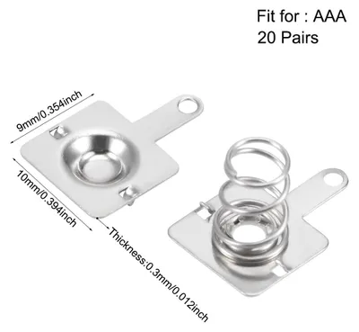 Produktbild von 20 Paar AAA Batterien, Positiv, Negativ, Konversion Feder Kontakt, Nickel Platte 10 mm x 9 mm