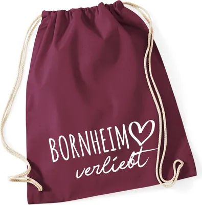 Produktbild von Huuraa Turnbeutel Bornheim verliebt 12 Liter Burgundy Baumwolle Rucksack Geschenkidee