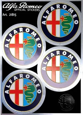 Obrázok produktu pre Samolepky s logom Alfa Romeo, oficiálne, staré logo, priemer 48 mm, rozmer podložky 94 x 131 mm