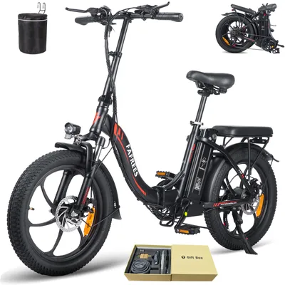 Produktbild von Elektrofahrrad Rostfreie Aluminiumlegierung 36 V 18 Ah 648 Wh Wasserdicht IPX5 bis zu 100 - 130 km E-bike klapprad 20 zoll mit 7 Gang, Schwarz