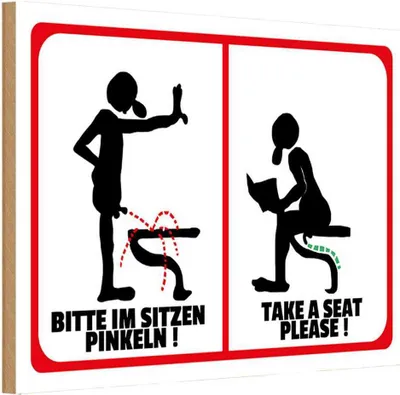 Produktbild von vianmo Holzschild 20x30 cm Bitte im Sitzen pinkeln s/w Warnschild Hinweisschild