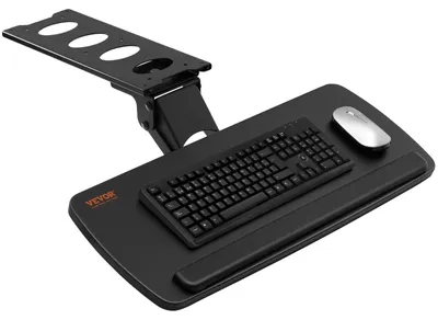 Produktbild von VEVOR Tastaturablage unter dem Tisch, höhenverstellbar, höhen- und winkelverstellbare Tastaturablage unter dem Tisch, ausziehbar, große 25x9,8 Zoll Tastaturhalterung unter dem Tisch zum Tippen zu Hause, im Büro, 63,5 cm