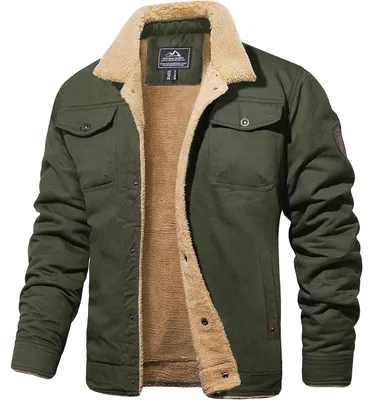 Produktbild von Herren Winterjacke Fleece gefüttert winddicht L Armeegrün