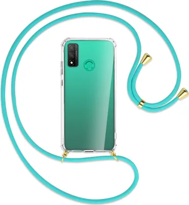 Produktbild von Handykette Backcover-Schutzhülle mit Band (Metall goldfarben) für Huawei P Smart 2020 - türkis