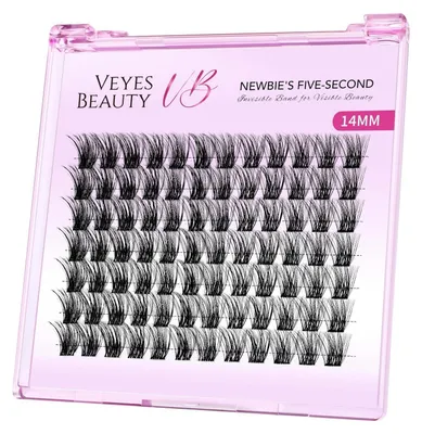 Image de Extensions de cils en cluster, 14 mm, couleur marron, ultra-fines, effet "wispy"