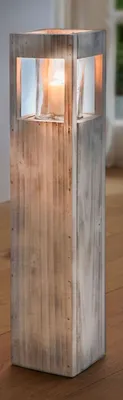 Produktbild von Shabby Charme Holz Windlicht 70cm Säule Bodenwindlicht Deko Kerzenhalter Vintage