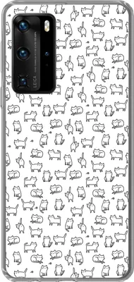 Produktbild von MuchoWow® Handyhülle Schutzhülle Hülle für Telefoonhoesje Huawei P40 Pro Mädchen - Katze - Muster - Mädchen - Kinder - Kinder Silikon Softcase Handy Hülle - Schutz