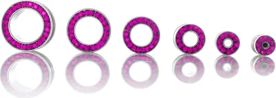 Produktbild von Ohr Flesh Stahl Tunnel Piercing Screw On - mit Kristallen Steinen Pink - 1903.FU.10mm
