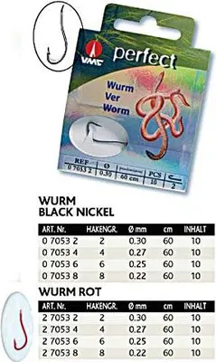Immagine prodotto di VMC Worm hook 7053 Leader hook 60cm rosso #2