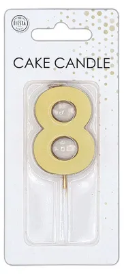 Productafbeelding van Getallenkaars, taartkaars, 4,5 cm, goud, nummer 8
