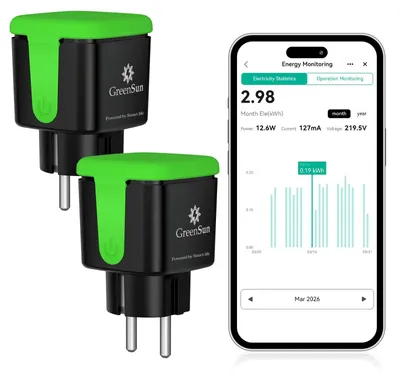 Außensteckdose programmierbar, IP44, 2 Stück, WiFi, Energiemesser