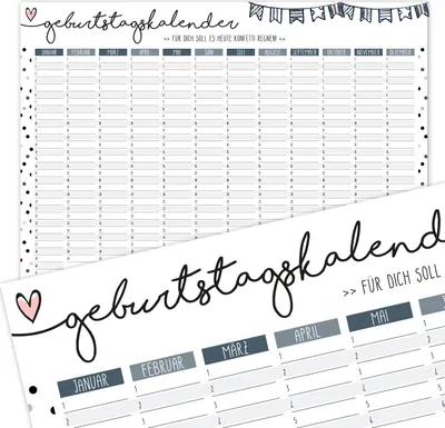 Produktbild von Geburtstagskalender Konfetti I DIN A3 I jahresunabhängig I dv_301