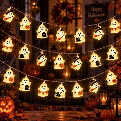 Halloween-Lichterkette, 3 m, 20 LEDs, warmweiß, batteriebetrieben