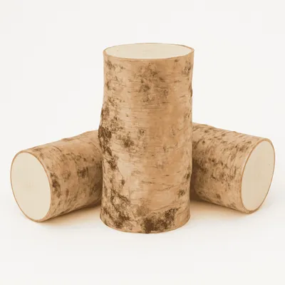 Produktbild von Runde Birkenstämmchen 5 x 10 cm als Holz-Deko Bastel-Holz