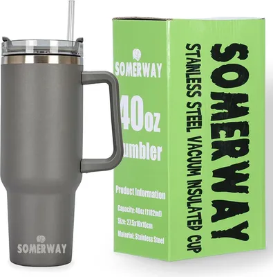 Zdjęcie produktu dla Kubek termiczny ze stali nierdzewnej Somerway 1182 ml z uchwytem i słomką