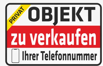Produktbild von INDIGOS UG - Aluverbundplatte Schilder 3mm - Sicherheit - Objekt zu verkaufen - Privat - mit Ihrer Telefonnummer - Wunschtext - 600x400 mm