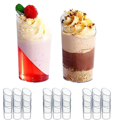 Produktbild von 100 Mini Plastik Dessertschalen, Dessertgläser für Partys, 70 ml - Kleine Dessert Fingerfood Schalen, Dessertbecher, Plastikbecher Nachspeise