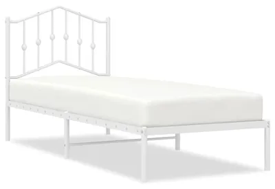 Image de vidaXL Cadre de lit avec tête de lit en métal blanc 80x200 cm